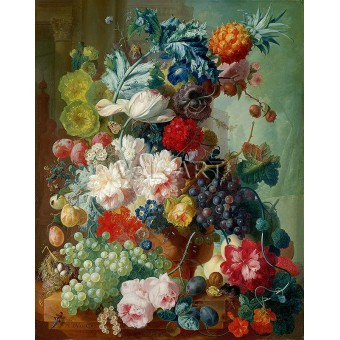 Плодове и цветя в керамична ваза (1777)