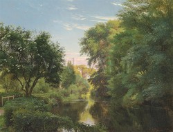 Репродукции на картини: Двама души ловят риба на река в гората (1880) – Карл Фредерик Агард