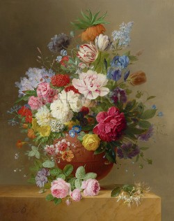 Натюрморт с рози, люляк, божури, лалета във ваза от теракота (1810) РЕПРОДУКЦИИ НА КАРТИНИ