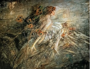 РЕПРОДУКЦИИ НА КАРТИНИ Маркиза Луиза Казати с паунови пера (1913)