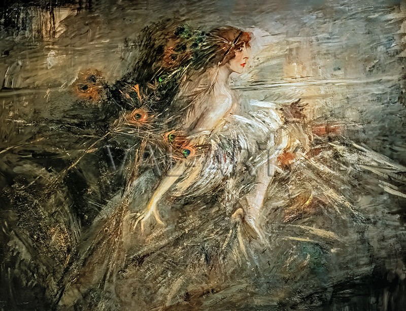 РЕПРОДУКЦИИ НА КАРТИНИ Маркиза Луиза Казати с паунови пера (1913)