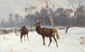 РЕПРОДУКЦИИ НА КАРТИНИ Елен и кошута в снежен пейзаж (1883)