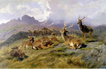 РЕПРОДУКЦИИ НА КАРТИНИ Елени и сърни в планината (1896)