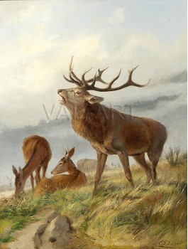 РЕПРОДУКЦИИ НА КАРТИНИ Ревящ елен и сърни (1871)