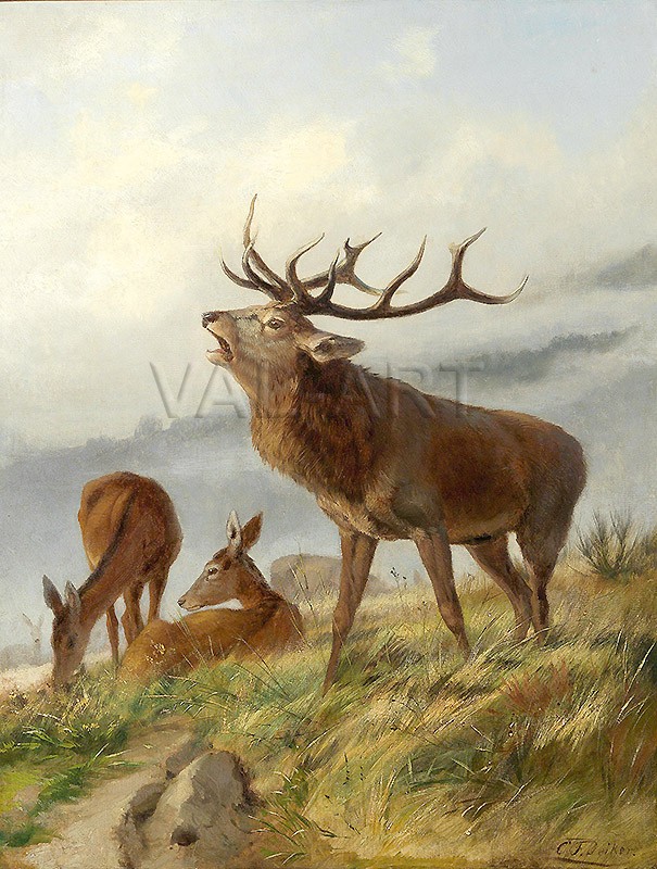 РЕПРОДУКЦИИ НА КАРТИНИ Ревящ елен и сърни (1871)