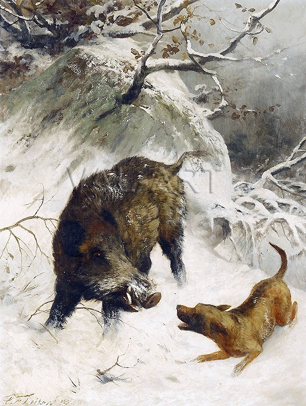 РЕПРОДУКЦИИ НА КАРТИНИ Ловно куче и глиган (1899)
