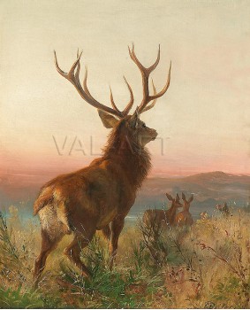 РЕПРОДУКЦИИ НА КАРТИНИ Трофеен елен и сърни привечер (1887)