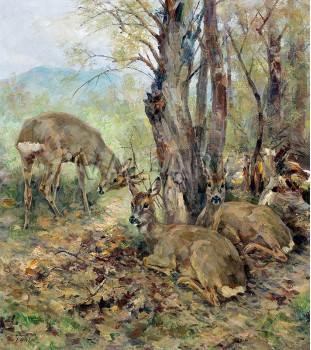 РЕПРОДУКЦИИ НА КАРТИНИ Млад елен на края на гората (1950)