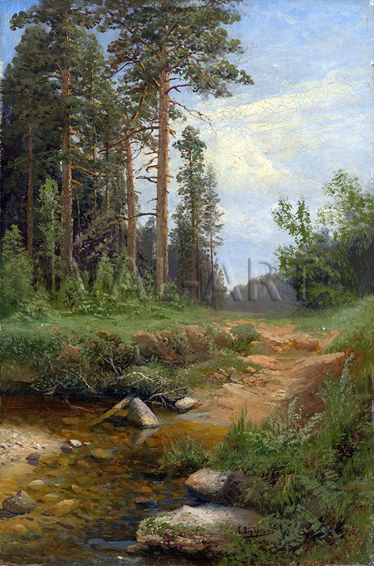 РЕПРОДУКЦИИ НА КАРТИНИ Горски пейзаж с ручей (1895)