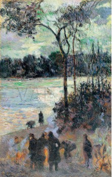 Репродукции на картини: Огънят край брега на реката (1886) – Пол Гоген