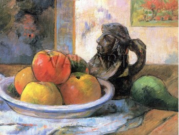Репродукции на картини: Натюрморт с ябълки, круша и керамична каничка (1889) – Пол Гоген