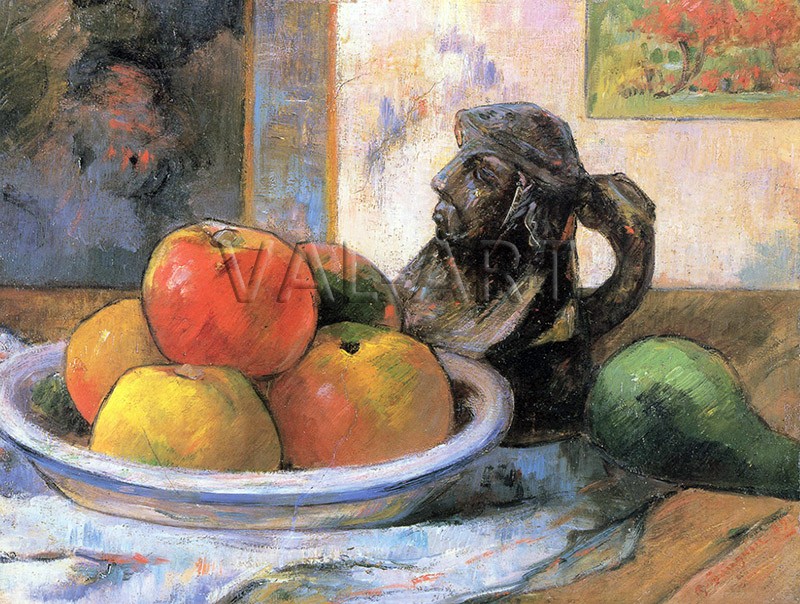 Репродукции на картини: Натюрморт с ябълки, круша и керамична каничка (1889) – Пол Гоген