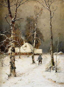 Зимен пейзаж (На връщане от лов) (1900) РЕПРОДУКЦИИ НА КАРТИНИ