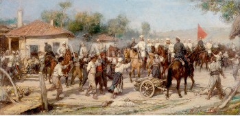 РЕПРОДУКЦИИ НА КАРТИНИ Епизод от войната 1877-78 г. Руските войски освобождават балканско село от турците (1878)