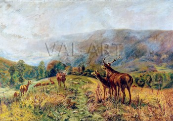РЕПРОДУКЦИИ НА КАРТИНИ Стадо благородни елени на горска поляна (1891)