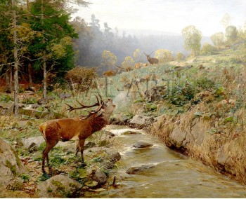 РЕПРОДУКЦИИ НА КАРТИНИ Стадо елени на планинска поляна (1899)