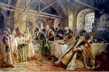РЕПРОДУКЦИИ НА КАРТИНИ Ритуал на целувките (Пир у болярина Морозов) (1895)