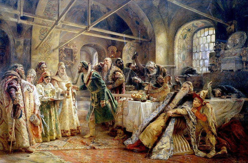 РЕПРОДУКЦИИ НА КАРТИНИ Ритуал на целувките (Пир у болярина Морозов) (1895)