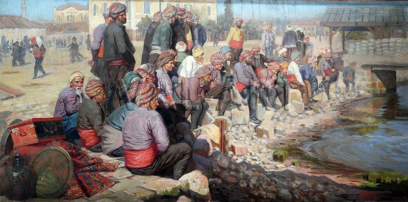 РЕПРОДУКЦИИ НА КАРТИНИ Селяни мюсюлмани край Перловската река (1914)