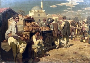 РЕПРОДУКЦИИ НА КАРТИНИ Продавачи на хляб в София (1901)