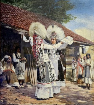 РЕПРОДУКЦИИ НА КАРТИНИ Лазарки в традиционни носии от София (1928)