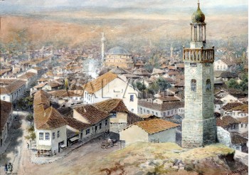 РЕПРОДУКЦИИ НА КАРТИНИ Изглед на София с часовниковата кула (1889)