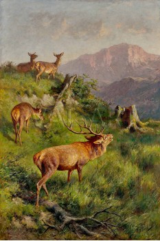 РЕПРОДУКЦИИ НА КАРТИНИ Ревящ елен в планината (1895)