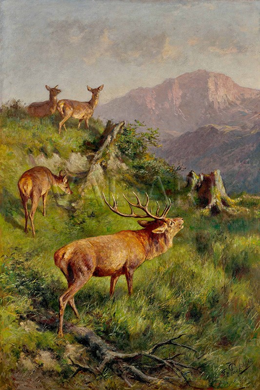 РЕПРОДУКЦИИ НА КАРТИНИ Ревящ елен в планината (1895)