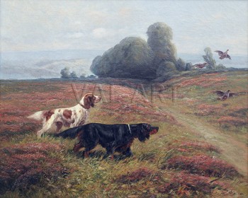 РЕПРОДУКЦИИ НА КАРТИНИ Пойнтер и сетер, дебнещи глухар (1870)