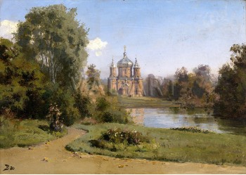 РЕПРОДУКЦИИ НА КАРТИНИ Църква край езеро (1880)