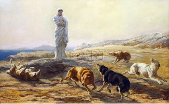 РЕПРОДУКЦИИ НА КАРТИНИ Атина Палада и кучетата на пастира (1876)