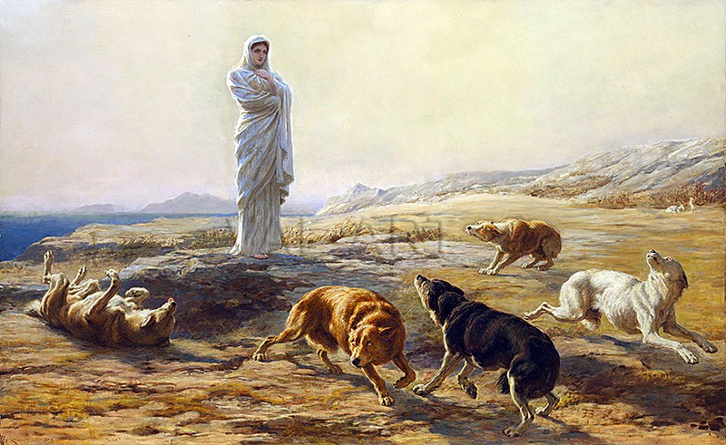 РЕПРОДУКЦИИ НА КАРТИНИ Атина Палада и кучетата на пастира (1876)