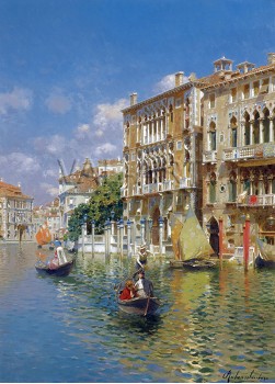 Гондолиери пред Palazzo Cavalli-Franchetti, Венеция (1919) РЕПРОДУКЦИИ НА КАРТИНИ