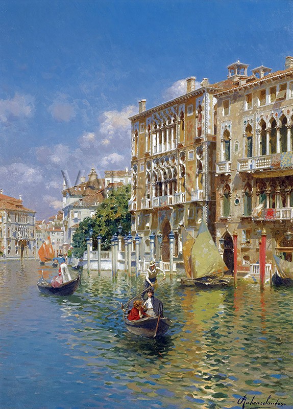 Гондолиери пред Palazzo Cavalli-Franchetti, Венеция (1919) РЕПРОДУКЦИИ НА КАРТИНИ