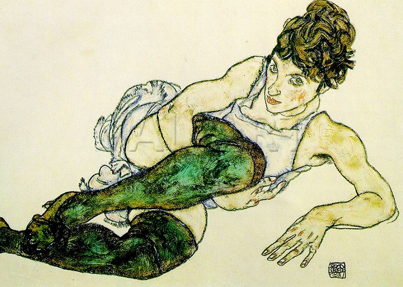 Репродукции на картини: Зелени чорапи (1914) – Егон Шиле
