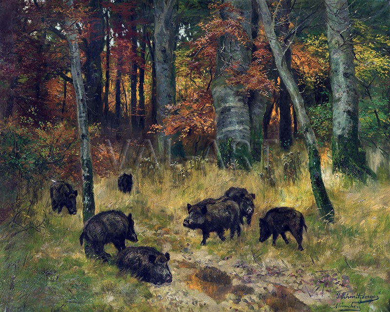 РЕПРОДУКЦИИ НА КАРТИНИ Диви свине в есенна гора (1890)