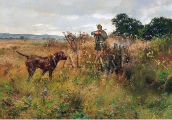 РЕПРОДУКЦИИ НА КАРТИНИ Пойнтер и ловец (1930)