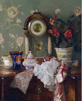 РЕПРОДУКЦИИ НА КАРТИНИ Античен натюрморт с каминен часовник (1880)
