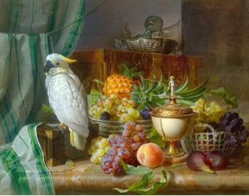 РЕПРОДУКЦИИ НА КАРТИНИ Натюрморт с плодове и папагал (1851)