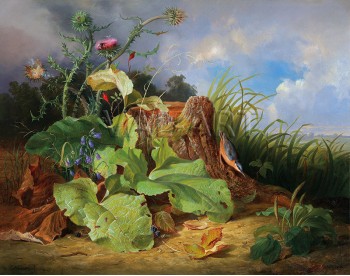 РЕПРОДУКЦИИ НА КАРТИНИ Натюрморт с камбанки, шипки и зидарка (1860)