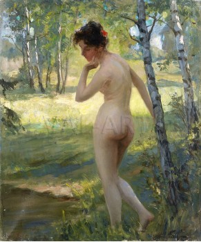 РЕПРОДУКЦИИ НА КАРТИНИ Стояща гола жена в гората(1905)