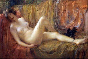 РЕПРОДУКЦИИ НА КАРТИНИ Гола жена с куче (1921)