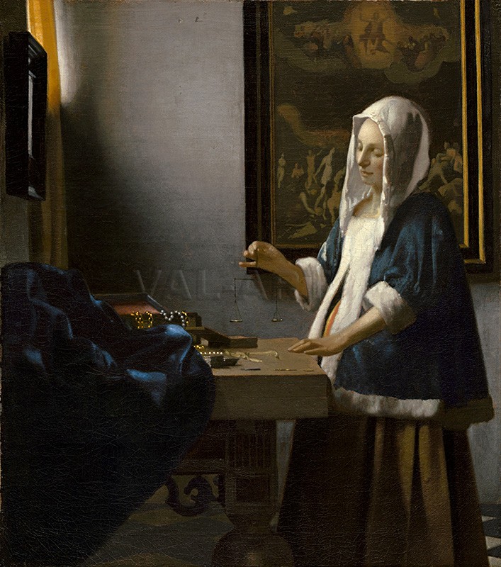 Жена държаща везна (1662–1663) РЕПРОДУКЦИИ НА КАРТИНИ