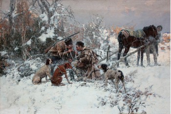 РЕПРОДУКЦИИ НА КАРТИНИ Ловци през зимата (1912)