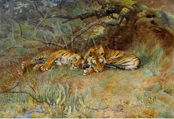 РЕПРОДУКЦИИ НА КАРТИНИ Два тигъра в покой (1901)