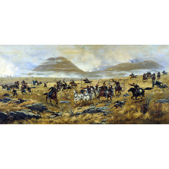 РЕПРОДУКЦИИ НА КАРТИНИ Нижни Новгородските драгуни преследват турците по пътя за Карс по време на битката при Аладжа на 3 октомври 1877 (1892)